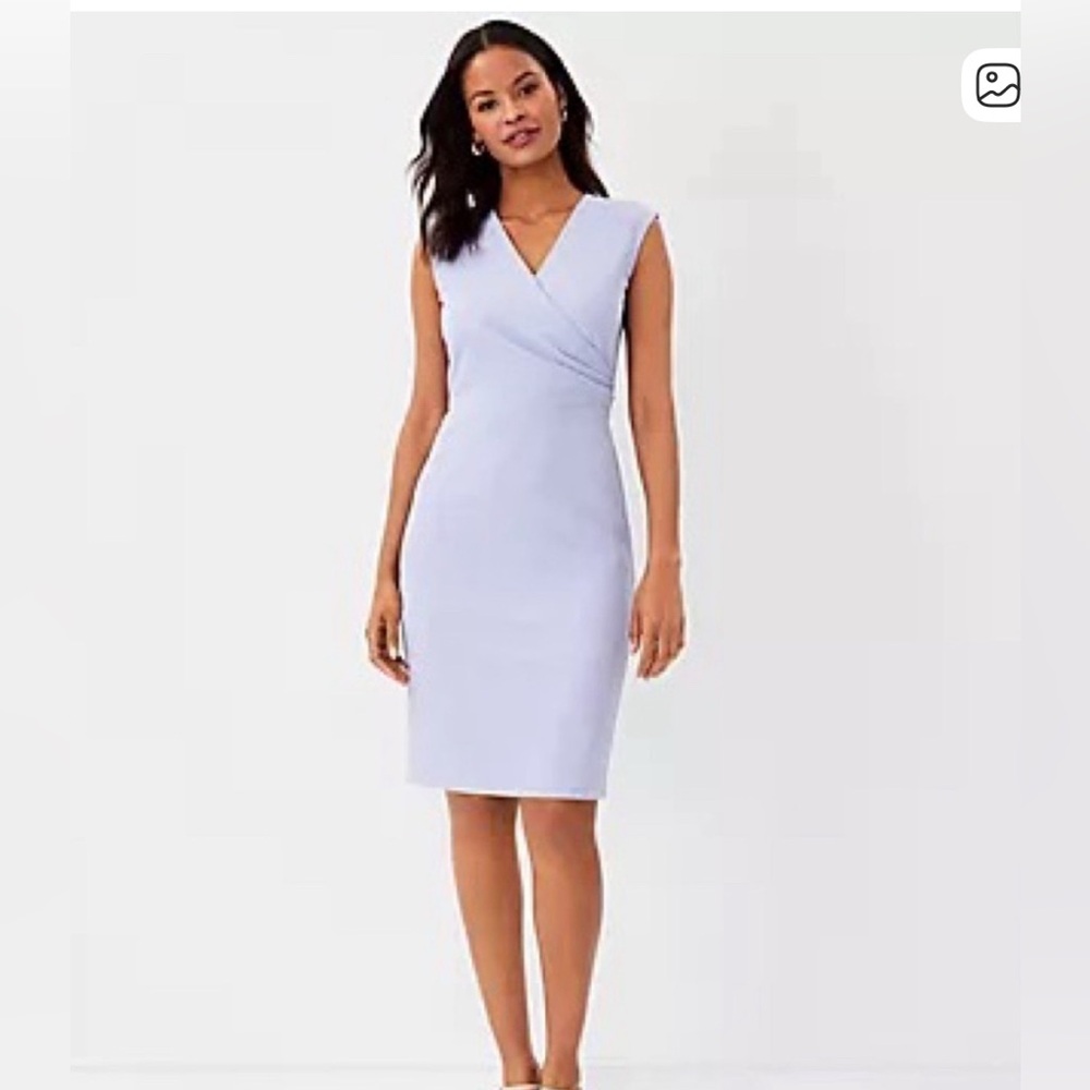 Ann Taylor Faux Wrap Midi Dress - Deep Purple - Size 0
